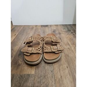 Joie Weaver Gold Braided Double Buckle Slide Sandals Womens 7M